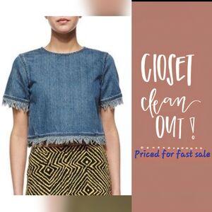 Michael Kors Blue Cuffed Sleeve Crop Top